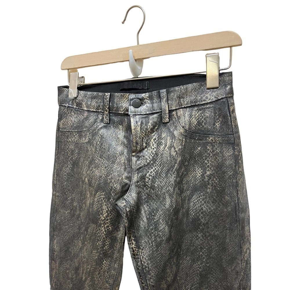 J. Brand Black Golden Snakeskin Coated Legging Jean Size 26 Edgy Club Night Life - Picture 10 of 12